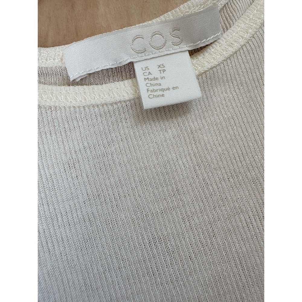 COS Ribbed Silk Tank Top Ivory Capsule Classic Semi Sheer Womens XS Minimalist - Picture 6 of 8